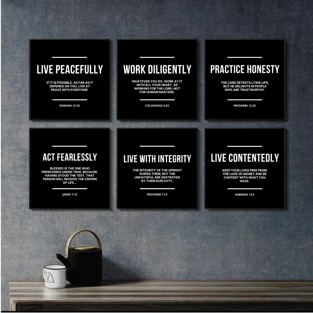 Biblical Principles of Life – Set of 6 Wall Frames