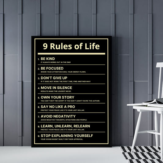 9 Rules of Life Wall Frame