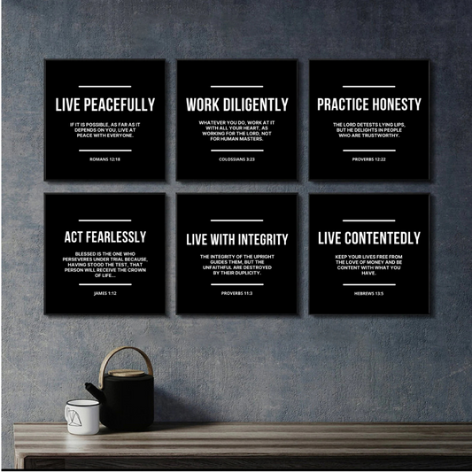 Biblical Principles of Life – Set of 6 Wall Frames